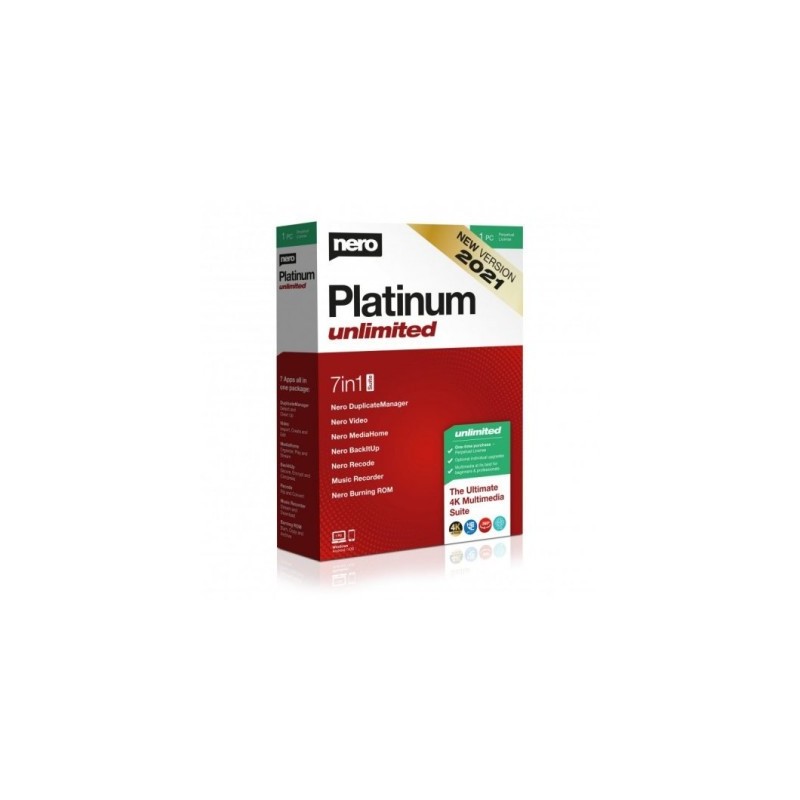Nero Platinum Unlimited - 7 en 1 Suite - 1 PC - 1 año