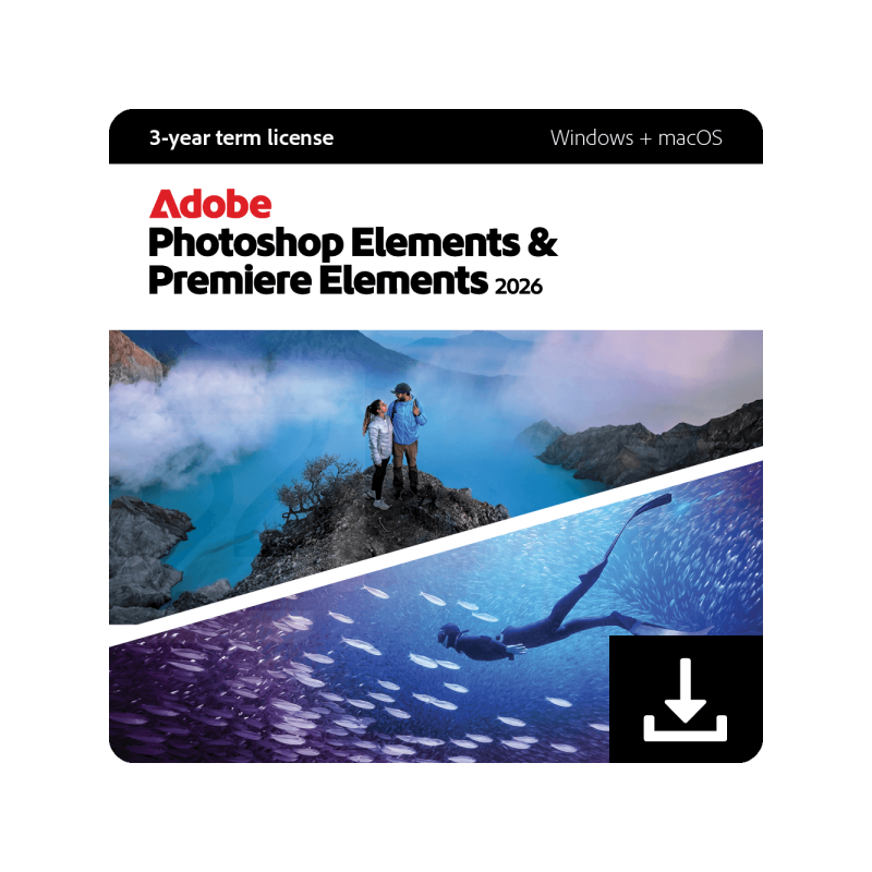 Adobe Photoshop Elements & Premier 2026 - 2 PCs / Mac  - Suscripción 3 años