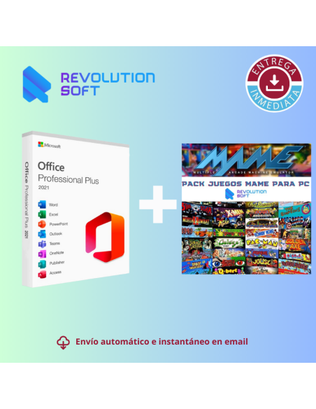Licencia Office 2021 Pro Plus + Emulador MAME + 14.820 juegos