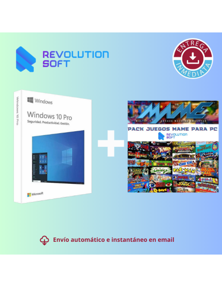 Licencia Windows 10 Pro + Emulador MAME + 14.820 juegos