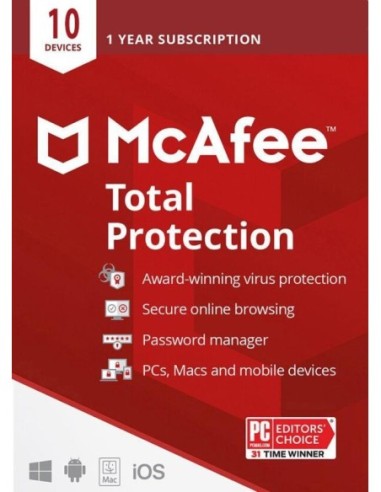 McAfee Total Protection 10 Dispositivos - 1 año