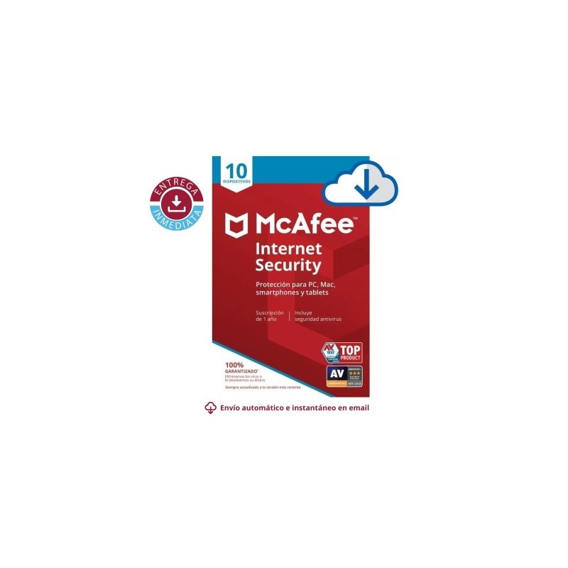 McAfee Internet Security 10 Dispositivos - 1 año