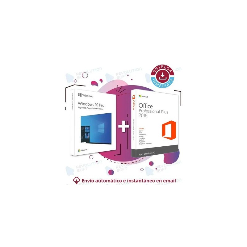 Windows 10 PRO + Office 2016 PRO PLUS para 1 PC