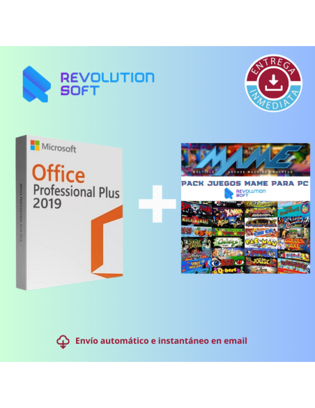 Licencia Office 2019 Pro Plus + Emulador MAME + 14.820 juegos