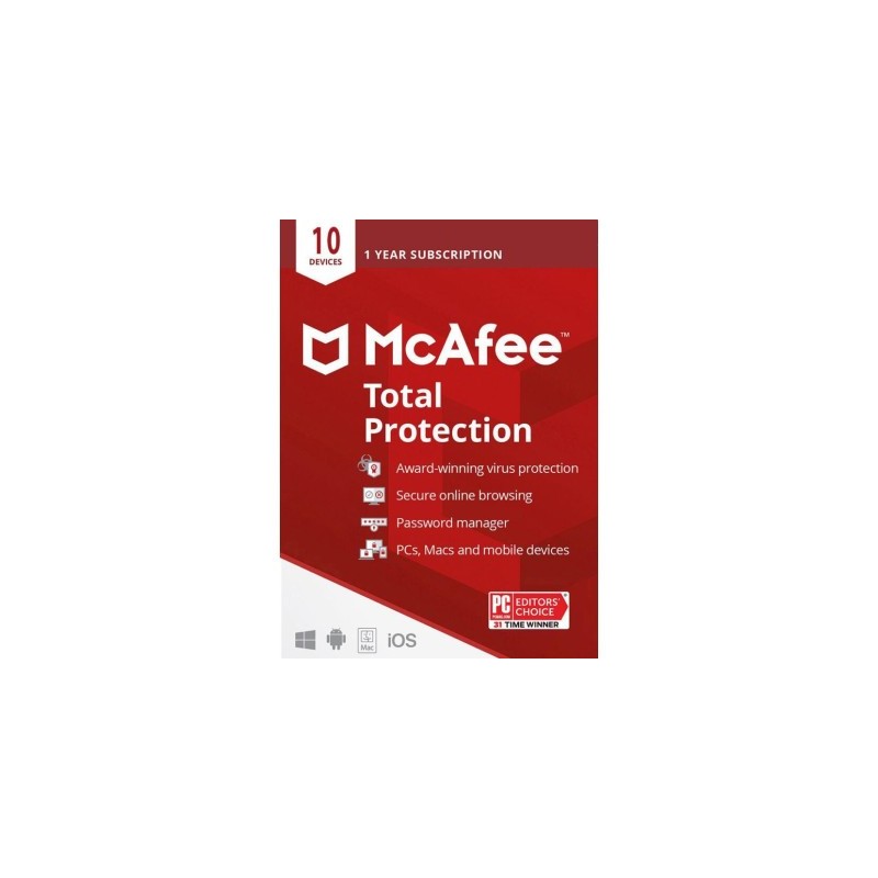 McAfee Total Protection - 10 Dispositivos - 1 año