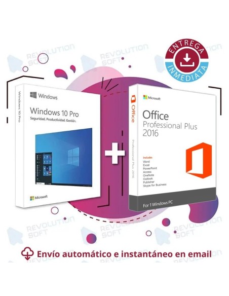 Windows 10 PRO + Office 2016 PRO PLUS para 1 PC